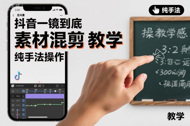 抖音一镜到底素材混剪教学，纯手法操作-森焱资源库
