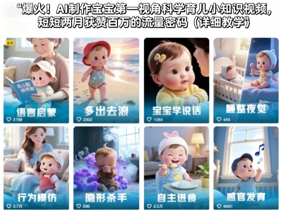 爆火！AI制作宝宝第一视角科学育儿小知识视频，短短两月获赞百万的流量密码（详细教学）-森焱资源库