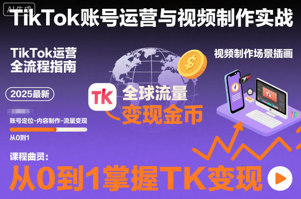 2025最新TikTok账号运营与视频制作实战全流程，从0到1掌握TK变现（含11月最新TK搬运技术）-森焱资源库