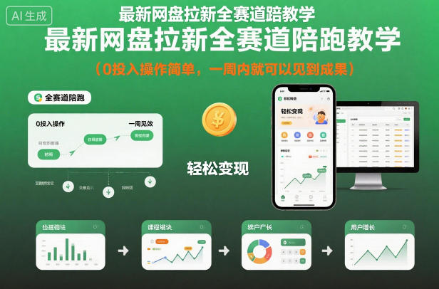 最新网盘拉新全赛道陪跑教学，0投入操作简单，一周内就可以见到成果-森焱资源库