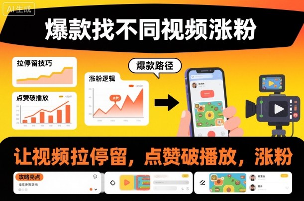 爆款找不同视频涨粉，让视频拉停留，实现点赞，破播放，涨粉-森焱资源库