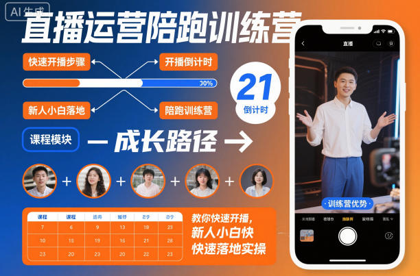 直播运营陪跑训练营，教你快速开播，新人小白快速落地实操-森焱资源库