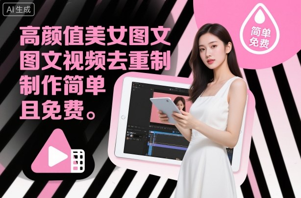 高颜值美女图文视频去重制作教学，制作简单且免费-森焱资源库