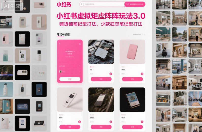 小红书虚拟矩阵玩法3.0，铺货铺笔记型打法，少款狂怼笔记型打法-森焱资源库