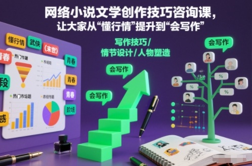 网络小说文学创作技巧咨询课，让大家从“懂行情”提升到”会写作”的高度-森焱资源库