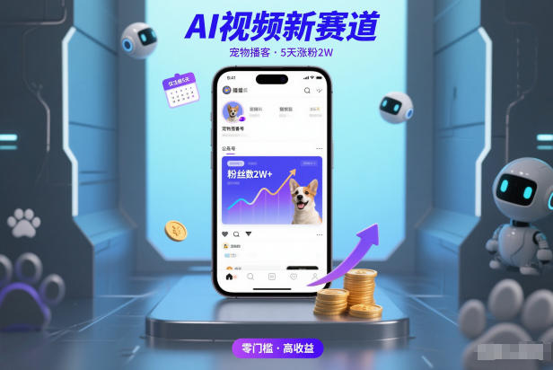 AI视频新赛道，宠物播客仅注册5天涨粉2W，收益非常可观-森焱资源库