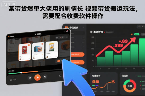某带货爆单大佬用的剧情长视频带货搬运玩法，需要配合收费软件操作-森焱资源库