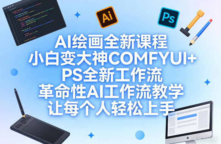 AI绘画全新课程，小白变大神COMFYUI+PS全新工作流，革命性AI工作流教学，让每个人轻松上手-森焱资源库