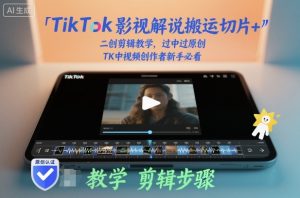TikTok影视解说搬运切片+二创剪辑教学，过中过原创，TK中视频创作者新手必看-森焱资源库