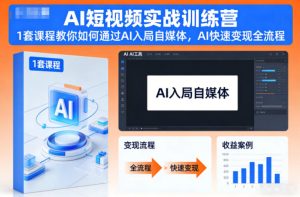 AI短视频实战训练营，1套课程教你如何通过AI入局自媒体，AI快速变现全流程-森焱资源库