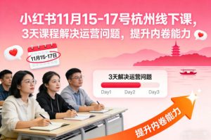 小红书11月15-17号杭州线下课,3天课程解决运营问题,提升内卷能力【音频+PPT图片】-森焱资源库