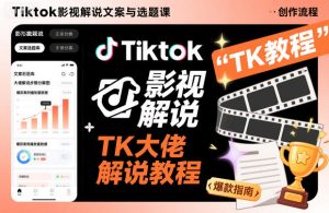 Tiktok影视解说文案与选题课,TK大佬影视解说教程,带你出海賺美刀(更新)-森焱资源库
