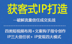 获客型IP打造，破解流量信任成，四类短视频布局+文案钩子指令创作IP三大信任状+IP变现四大模式-森焱资源库