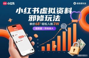 小红书虚拟资料邪修玩法，单价68，轻松入账3W，信息差玩法，市场庞大-森焱资源库