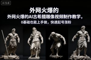外网火爆的AI古希腊雕像视频制作教学，0基础也能上手做，快速起号涨粉-森焱资源库