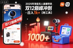 2025年淘宝无人直播带货,冲刺双12,日入1k+【附工具】【揭秘】-森焱资源库