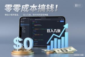 零成本搞钱，微信小程序掘金，简单易操作，日入几张，碎片时间变现神器【揭秘】-森焱资源库
