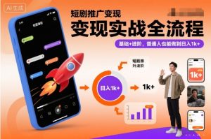 短剧推广变现实战全流程,基础+进阶,普通人也能做到日入1k+-森焱资源库