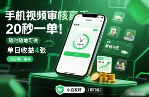 手机视频审核真香!20秒一单,随时随地可做,单日收益4张,小白零门槛冲【揭秘】-森焱资源库