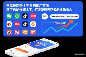 网盘拉新各个平台的推广方法,新手也能快速上手,打造没有天花板的被动收入-森焱资源库