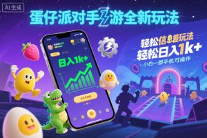 蛋仔派对手游全新玩法，轻松日入1k+，风口信息差玩法，当天见收益，小白一部手机可操作-森焱资源库