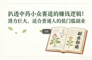 扒透中药小众赛道的賺米逻辑,潜力巨大,适合普通人的低门槛副业-森焱资源库