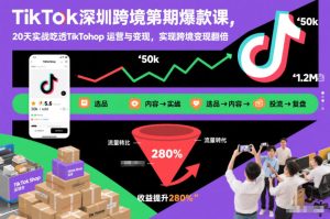 TikTok深圳跨境第2期爆款课,20天实战吃透TikTok Shop运营与变现,实现跨境变现翻倍-森焱资源库