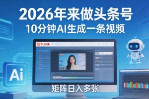 2026年来做头条号，10分钟AI生成一条视频，矩阵日入多张-森焱资源库